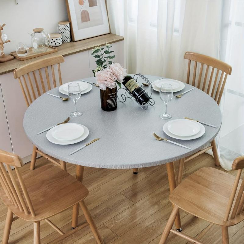 PVC Round Elastic Table Cover Waterproof Tablecloth