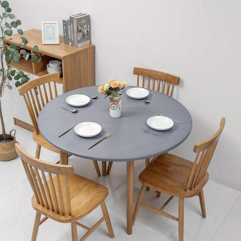 PVC Round Elastic Table Cover Waterproof Tablecloth