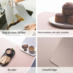 1pc PU Double Sided Leather Placemat Waterproof Table Mat