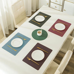 1pc PU Double Sided Leather Placemat Waterproof Table Mat