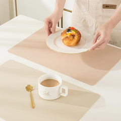 1pc PU Double Sided Leather Placemat Waterproof Table Mat
