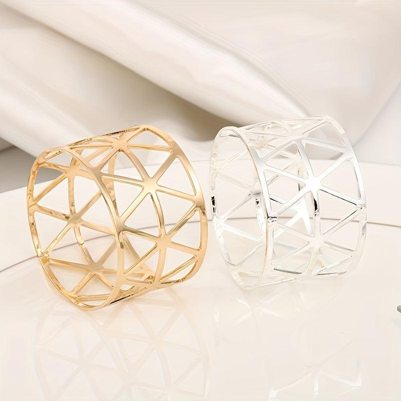 6pcs Golden Napkin Rings Hotel Table Decoration Cast Iron Polished Metal Rings