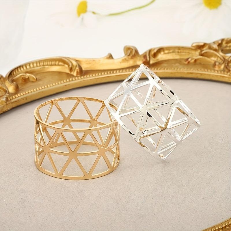 6pcs Golden Napkin Rings Hotel Table Decoration Cast Iron Polished Metal Rings