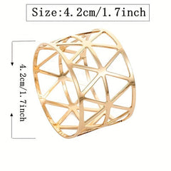 6pcs Golden Napkin Rings Hotel Table Decoration Cast Iron Polished Metal Rings