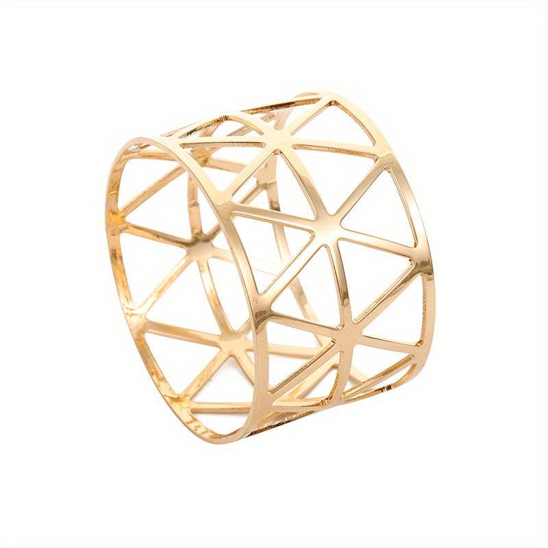 6pcs Golden Napkin Rings Hotel Table Decoration Cast Iron Polished Metal Rings