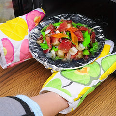 4pcs Cotton Oven Mitts Colorful Printed Heat Resistant Mitts