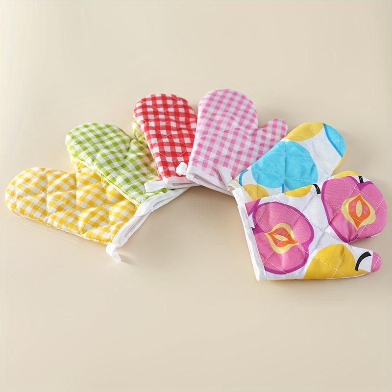 4pcs Cotton Oven Mitts Colorful Printed Heat Resistant Mitts