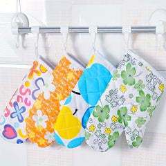 4pcs Cotton Oven Mitts Colorful Printed Heat Resistant Mitts