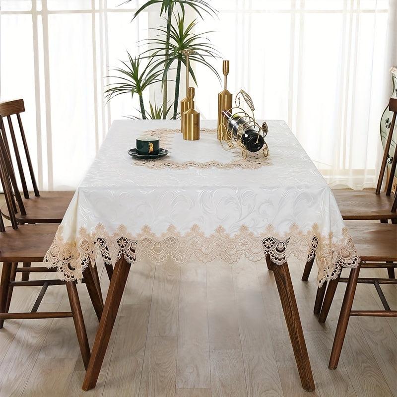 Boho Style Rectangle Tablecloth Floral Embroidery Lace Cover