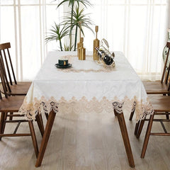 Boho Style Rectangle Tablecloth Floral Embroidery Lace Cover