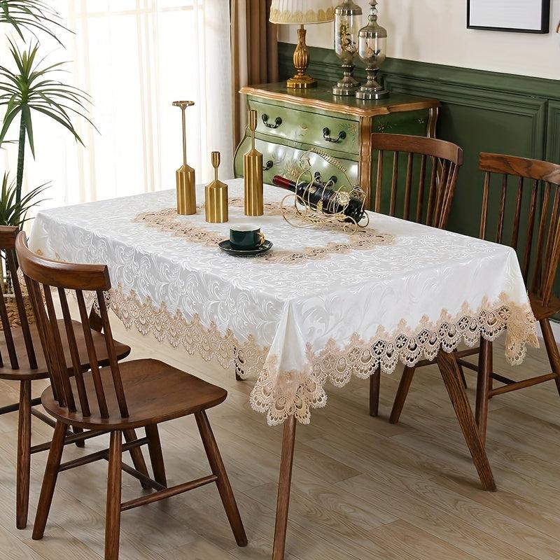 Boho Style Rectangle Tablecloth Floral Embroidery Lace Cover