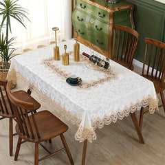 Boho Style Rectangle Tablecloth Floral Embroidery Lace Cover