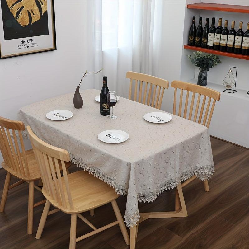 Jacquard Tablecloth Embroidery Dustproof Solid Rectangular Decorative Tablecloth