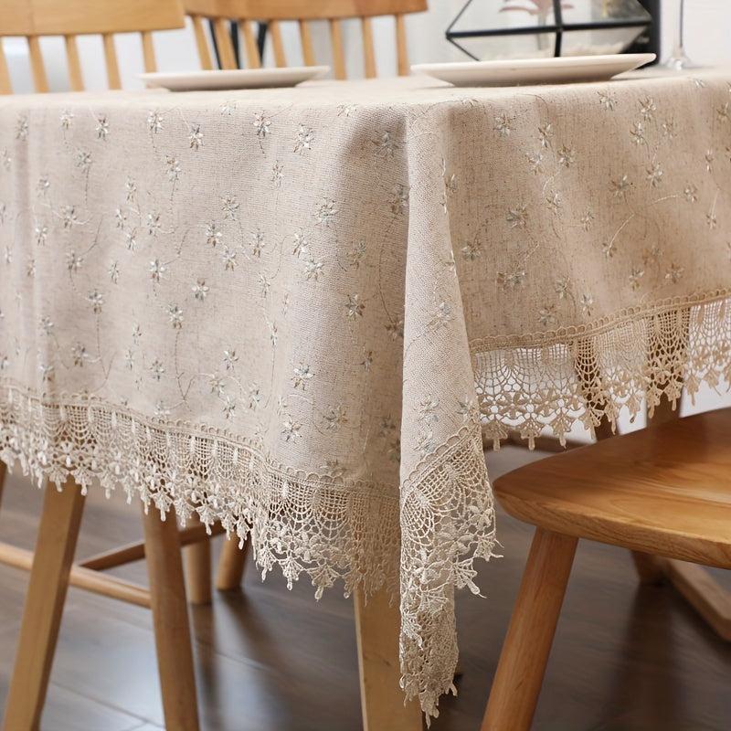 Jacquard Tablecloth Embroidery Dustproof Solid Rectangular Decorative Tablecloth