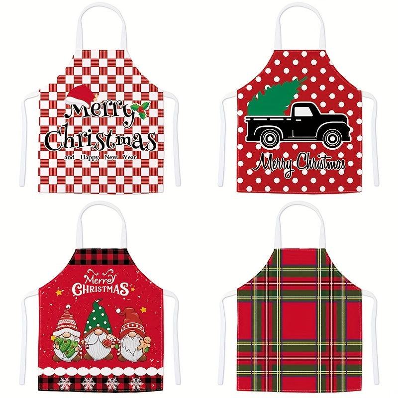 Linen Waterproof Apron Christmas Decorative Restaurant Home Kitchen Apro