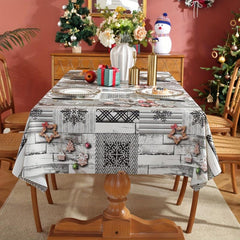 PVC Tablecloth Merry Christmas Tree Snowflake Pattern Table Cover