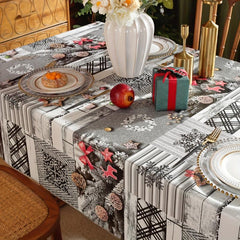 PVC Tablecloth Merry Christmas Tree Snowflake Pattern Table Cover