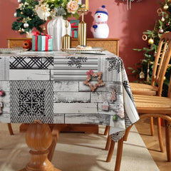 PVC Tablecloth Merry Christmas Tree Snowflake Pattern Table Cover