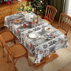 PVC Tablecloth Merry Christmas Tree Snowflake Pattern Table Cover