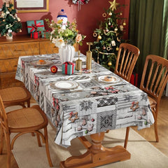 PVC Tablecloth Merry Christmas Tree Snowflake Pattern Table Cover