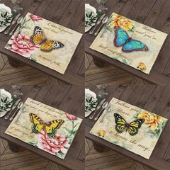 Vintage Butterfly Table Mats - Set of 4 - Waterproof