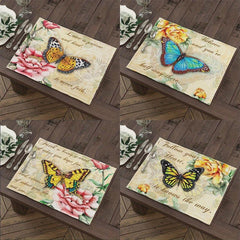 Vintage Butterfly Table Mats - Set of 4 - Waterproof