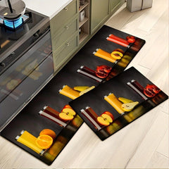 2pcs Anti Fatigue Kitchen Rugs Vintage Juice Absorbent Non Slip Cushioned