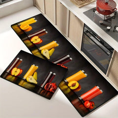 2pcs Anti Fatigue Kitchen Rugs Vintage Juice Absorbent Non Slip Cushioned