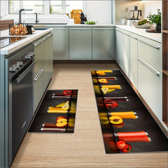 2pcs Anti Fatigue Kitchen Rugs Vintage Juice Absorbent Non Slip Cushioned