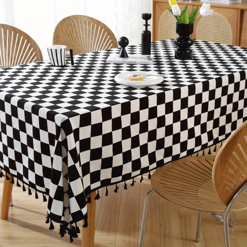 Checkerboard Tablecloth Stain Resistant Waterproof Lattice Table Cover