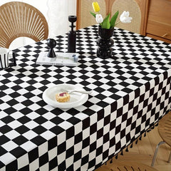 Checkerboard Tablecloth Stain Resistant Waterproof Lattice Table Cover