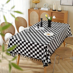 Checkerboard Tablecloth Stain Resistant Waterproof Lattice Table Cover