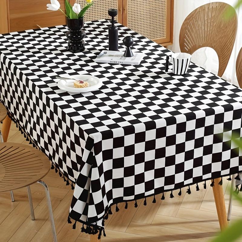 Checkerboard Tablecloth Stain Resistant Waterproof Lattice Table Cover