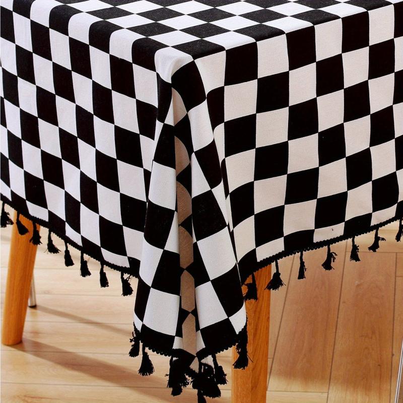 Checkerboard Tablecloth Stain Resistant Waterproof Lattice Table Cover