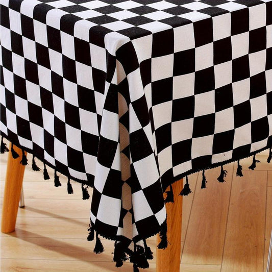 Checkerboard Tablecloth Stain Resistant Waterproof Lattice Table Cover