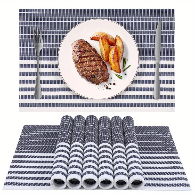8pcs Plastic Placemats Solid Style Pvc Mat Western Food Mat Coffee Table Mat