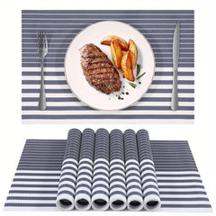 8pcs Plastic Placemats Solid Style Pvc Mat Western Food Mat Coffee Table Mat