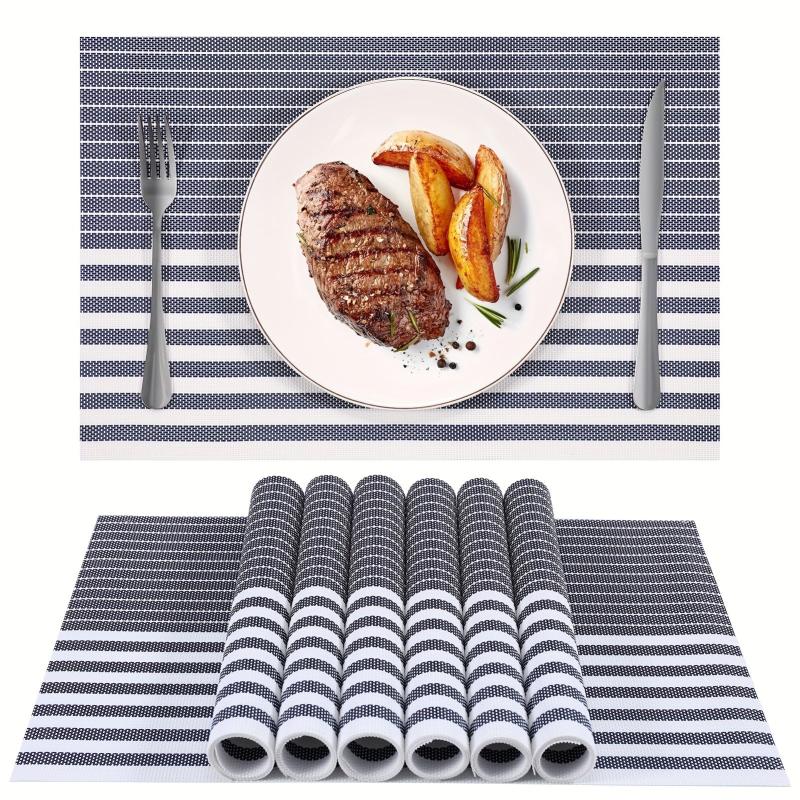 8pcs Plastic Placemats Solid Style Pvc Mat Western Food Mat Coffee Table Mat