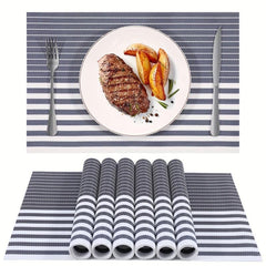 8pcs Plastic Placemats Solid Style Pvc Mat Western Food Mat Coffee Table Mat