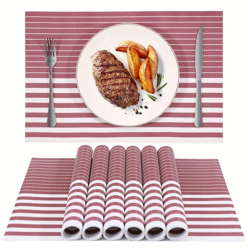 8pcs Plastic Placemats Solid Style Pvc Mat Western Food Mat Coffee Table Mat