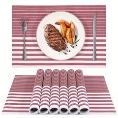8pcs Plastic Placemats Solid Style Pvc Mat Western Food Mat Coffee Table Mat
