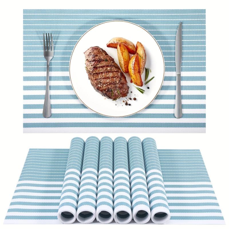 8pcs Plastic Placemats Solid Style Pvc Mat Western Food Mat Coffee Table Mat