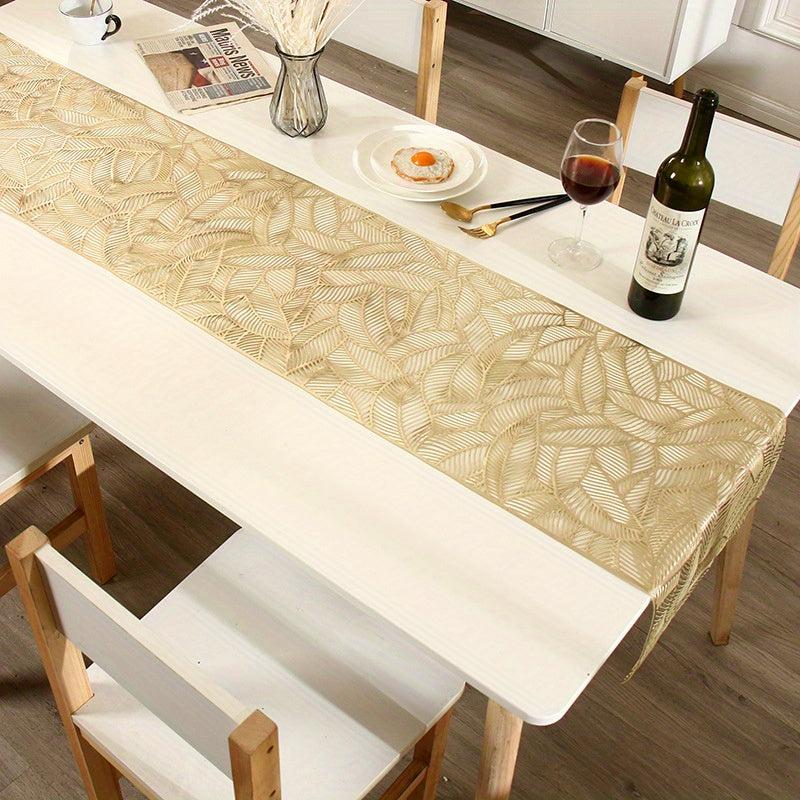 4pcs Leaf Pattern Table Runner Placemats for Dining Table