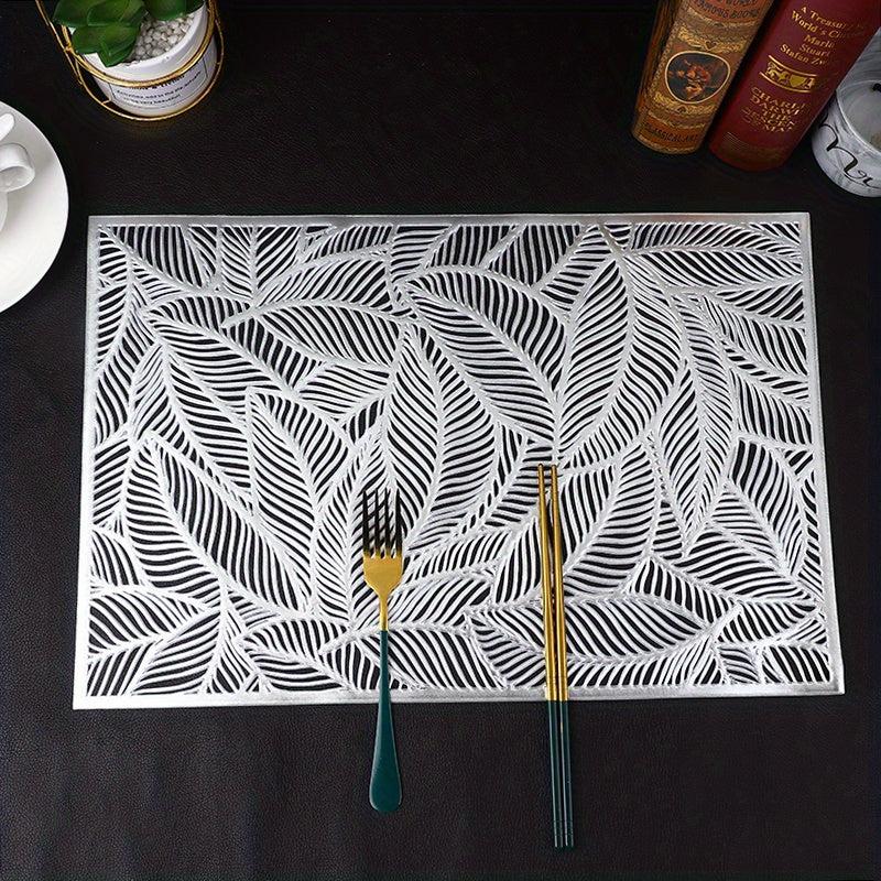 4pcs Leaf Pattern Table Runner Placemats for Dining Table
