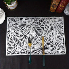 4pcs Leaf Pattern Table Runner Placemats for Dining Table