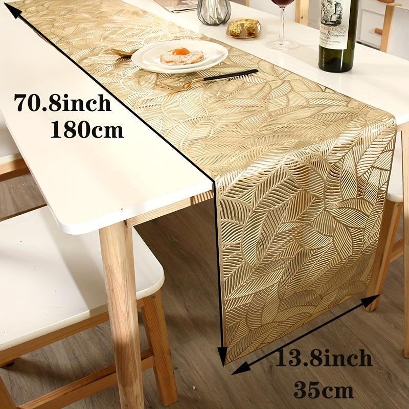 4pcs Leaf Pattern Table Runner Placemats for Dining Table