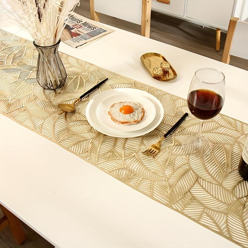 4pcs Leaf Pattern Table Runner Placemats for Dining Table
