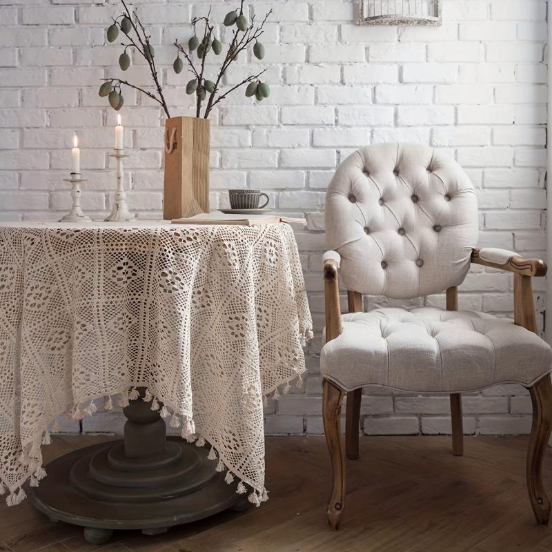 Crochet Macrame Tablecloth Lace Table Cloth for Kitchen Wedding