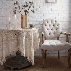 Crochet Macrame Tablecloth Lace Table Cloth for Kitchen Wedding