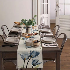 Polyester Table Runner Vintage Tulip Flower Holiday Table Cover